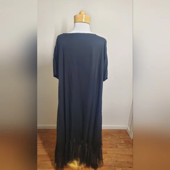 Aakasha Rare Extravagant Tulle Black M Maxi Dress - Picture 7 of 7